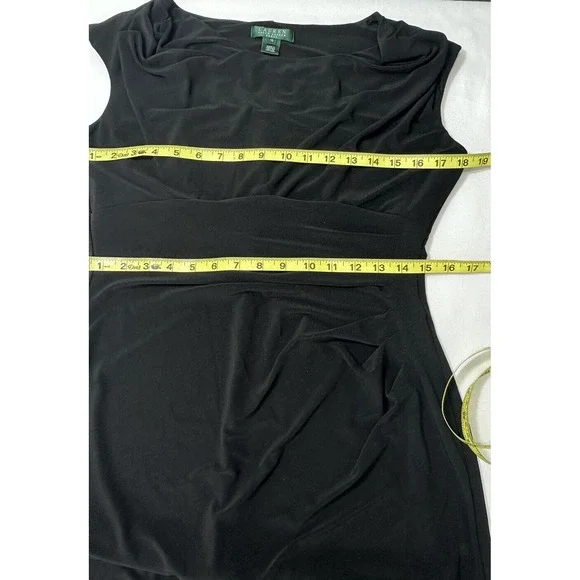 Lauren Ralph Lauren Womens 12 Dress Ruched Side Black Cowl Neck - Picture 4 of 7